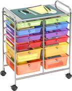 Simple Houseware Utility Cart with 12 Drawers Rolling Storage Art Craft Organizer, Multicolor