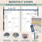 bloom daily planners HARDCOVER 2026 Planner (January to December) - A5 Task Goal Organizer - Monthly & Weekly Inspirational Agenda Book - 5.5" x 8.25" - Midnight Sky