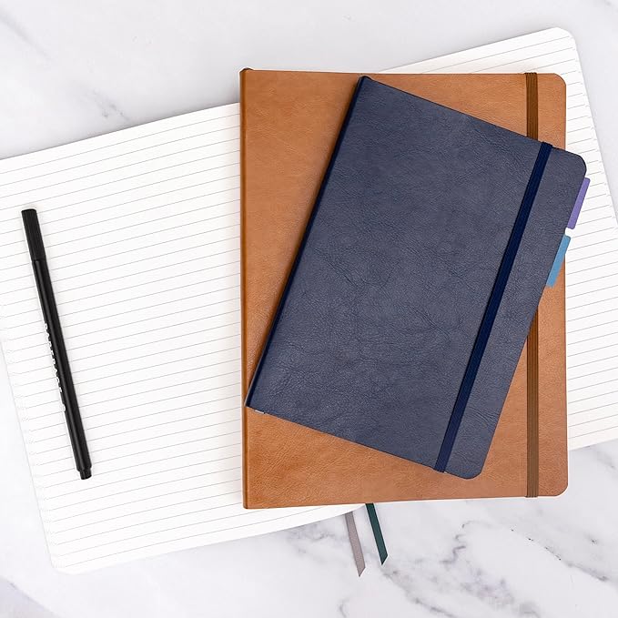 PAPERAGE Softcover Lined Journal Notebook (Red), 176 Pages, Large B5 College Ruled Notebook, 7.5 inches x 9.8 inches - 100 GSM Thick Premium Paper, Soft Vegan Leather Journal for Home, Work & School