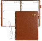 SUNEE 2026 Planner, Weekly and Monthly Calendar Planner 9"x11.2"- 12 Month (January 2026 - December 2026), Vegan Leather Cover, Pocket, Bookmark, Notes, Monthly Tab, Brown