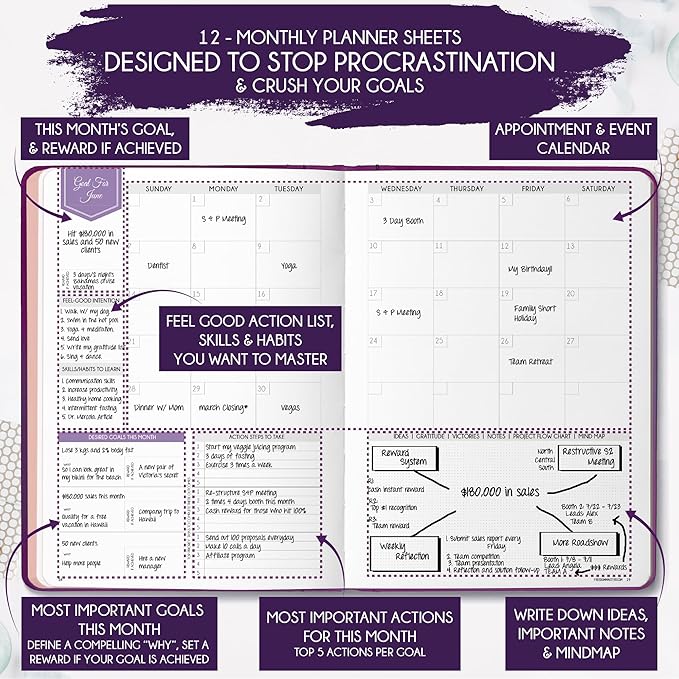 Law of Attraction Planner 2026 Deluxe with Productivity App | Weekly & Monthly Goal-Setting Planner, Life & Gratitude Journal | Include Foldable Vision Board, Gift Box & Stickers
