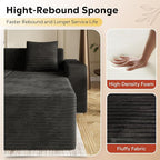 WLIVE 110'' Boneless Couch for Living Room, Modular Sectional Sofa, Cloud Memory Foam Couch L Shape with Chaise, Black