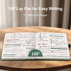 AHGXG Graph Paper Notebook - Grid Notebook Journal A5, 120 GSM Thick Graph Paper, 160 Pages, Leather Hardcover, for Graphing, Writing, Math, Engineering, 5.75'' × 8.38''- Green