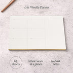 Weekly To-Do List Notepad – Desk Pad for Work and Study, Gold, 11.7x8.3 Inches