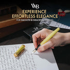 Wordsworth & Black Fountain Pen Set, 18K Gilded Medium Nib, Includes 24 Pack Ink Cartridges, Ink Refill Converter & Gift Box, Gold Finish, Calligraphy, [Yellow], Perfect for Men & Women