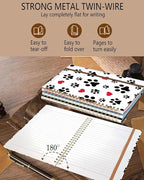 DHGPTS Spiral Journal Notebook, A5 Cute Notebooks for Women Men, College Ruled Hardcover Notebook for Work & Note Taking, 60 Pages Double-Wire Journals for Writing, White Cute Dog Paws