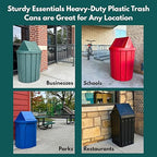 Sturdy Essentials 32 Gallon Square 100% Recycled Plastic Heavy Duty Outdoor Commercial Trash Can with Easy Access Swing Top Lid | Great for Schools and Businesses - Red