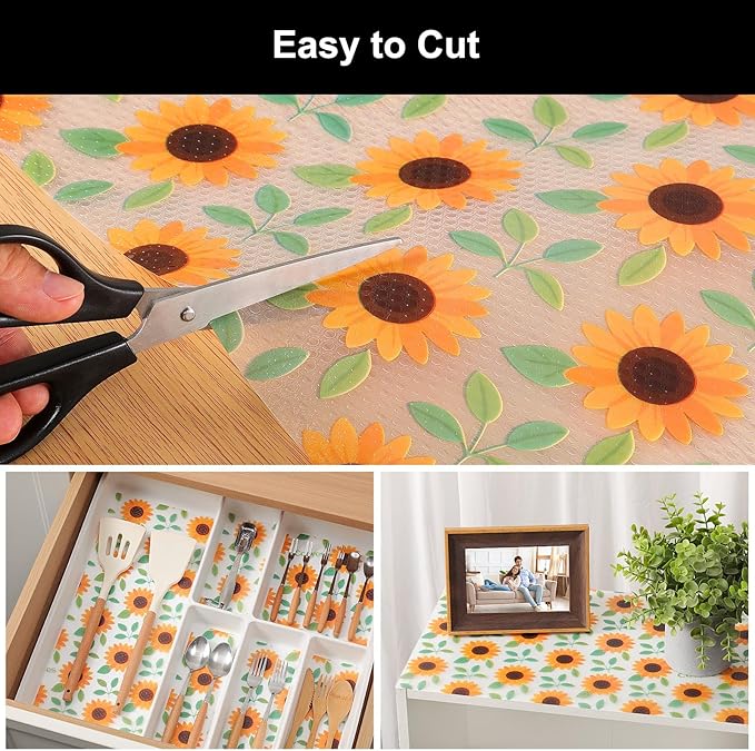 Cooyes Shelf Liner – Premium Non-Adhesive Cabinet & Drawer Liner for Kitchen – Waterproof Shelf Paper with Modern Pattern – Durable EVA Cabinet Mat – Easy to Cut （17.5" W x 78.7" L）