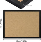 FEBSNOW Cork Board Bulletin Board 15.7 x 12 Inches with Rectangle Black Frame Hanging Pin for Office Home Message Board or Vision Board Decoration