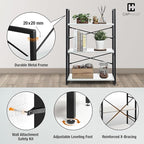CAPHAUS 3 Tier Small Bookshelf, 24 Inch Width Free Standing Shelf, Bookcase Shelf Storage Organizer, Industrial Book Shelves for Home Office, Living Room, White Shelves & Metal Frame