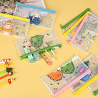 Ulema 24 Pcs Back to School Gifts Cartoon Mesh Pencil Pouch Bags Plastic Zipper Pouch 8×4 Inch for Classroom Organization School Office Supplies (24)