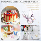PATIKIL 2 Pcs Butterfly Crystal Paperweight, 75mm / 3 Inch Crystal Paperweight Paper Weight for Home Office Desktop Table Decor Wedding Party Jewelry Ornaments, Pink/Purple