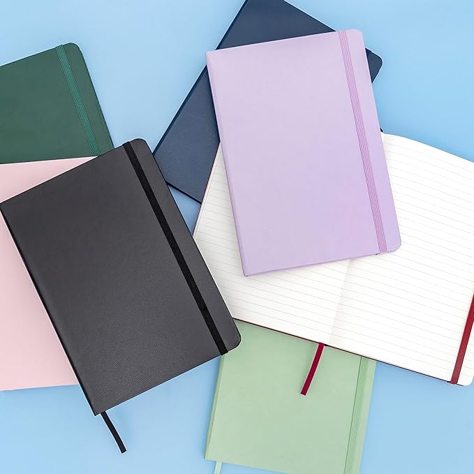 PAPERAGE Lined Journal Notebook, 3 Pack, (Burgundy), 160 Pages, Medium 5.6 in x 8 in - 100 GSM Thick Paper – Hardcover Journaling Notebook for Work, School & Note Taking