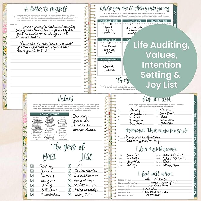 bloom daily planners HARDCOVER 2026 Planner (January to December) - 8.5” x 11” Weekly & Monthly Dated Agenda Organizer Book with Stickers & Tabs - Garden Party, Beige