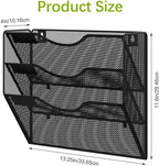 EasyPAG 3 Pocket Mesh Wall File Organizer, Hanging Paper Folder Holder with Classify Label, Vertical Wall Mount Mail Organizer for Office Home Classroom, Black