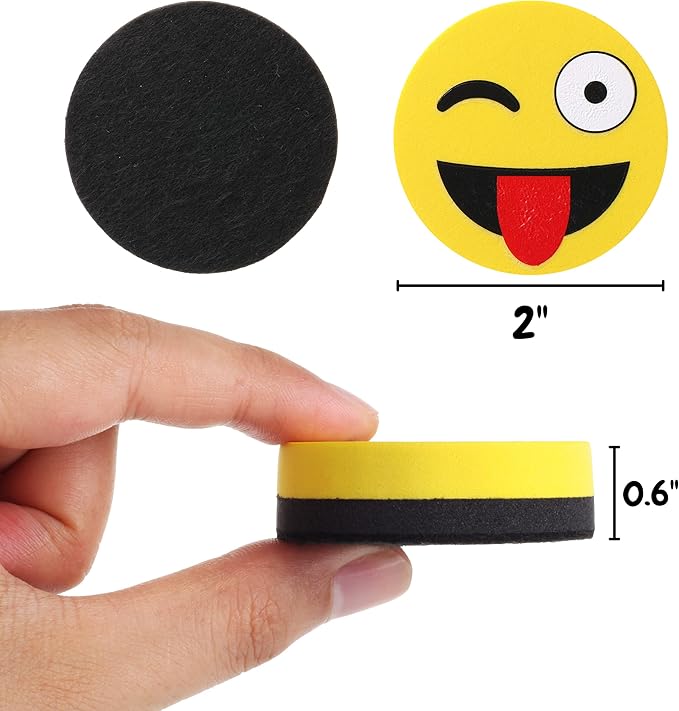 Mr. Pen- Smiley Magnetic Whiteboard Erasers, 8 Pack - Mini, Cute, Dry Erase