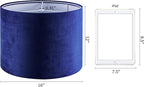 GO&SO Large Drum Lamp Shades Set of 2 Blue Velvet Lampshade 16"Top×16"Bottom×12"High(Spider) Modern Lamp Shades for Table Lamp & Bedside Lamps Replacement in Hand Crafted-Art Decor