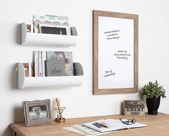 DesignOvation Beatrice Framed Magnetic Dry Erase Board, 18x27, Rustic Brown