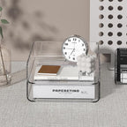 FANXIYQ 2-Tier Acrylic Paper Tray Organizer - Low-Profile Desk File Sorter for Office/Home, Clear Stackable Letter Tray for Bills, Crafts, Notebooks