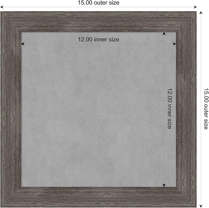 Amanti Art Grey Framed Magnetic Board 15x15 X-Small Vision Board for use with Magnets, 100% Metal Sheet to Display Items as Office Decor or for Home Organization in mudroom, Kitchen or Kids Room