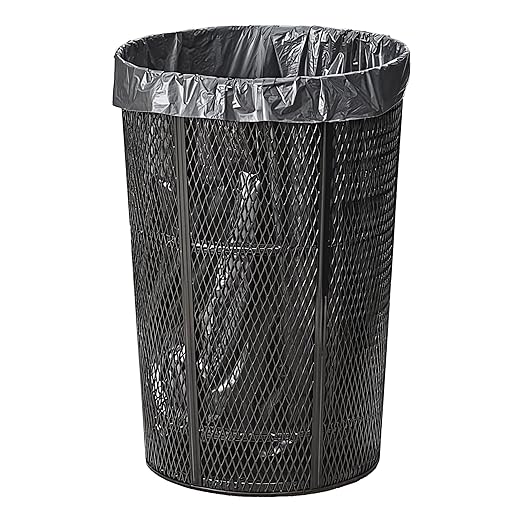 Zedfire 48 Gallon Mesh Black Waste Bin, Steel Outdoor Heavy-Duty Commercial Trash Can, Round Recycle Container, Durable Garbage Can for Parks, Municipalities, Parking, Schools