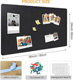 Yunihome Large Bulletin Board - Foldable 36x24 Inches Cork Board Alternative with 20 Push Pins, 3' x 2' Self-Adhesive Felt Bulletin Board for Wall, Home Office Classroom Decor