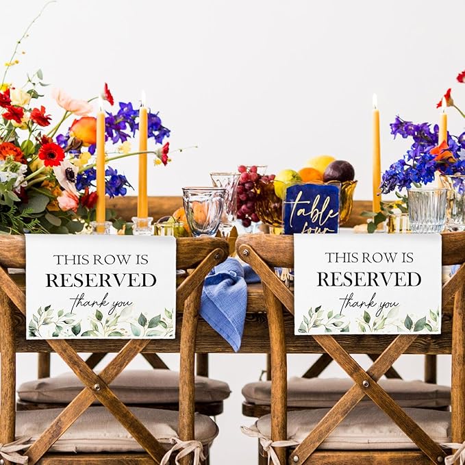 ChissNook Reserved Seating Chair Signs, This Row Is Reserved Pew Cloths Seating Placeholder for Church Pews, Wedding Decorations for Reception Parties Celebrations Event Meetings (Green, 4 PCS)