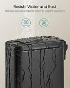 SONGMICS Bathroom Trash Can, 1.3 Gallon (5 L) Small Trash Bin with Lid, Slim for Small Spaces, Stainless Steel Garbage Can, Soft Close, Black ULTB560B05