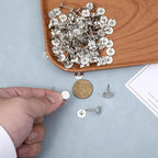 100 Pcs Heavy Duty Thumb Tacks, 7/16 Inch Flat Head Carpet Tacks, Decorative Extra Long Push Pins for Office Home Furniture Upholstery Carpets Wood Surfaces(Silver)