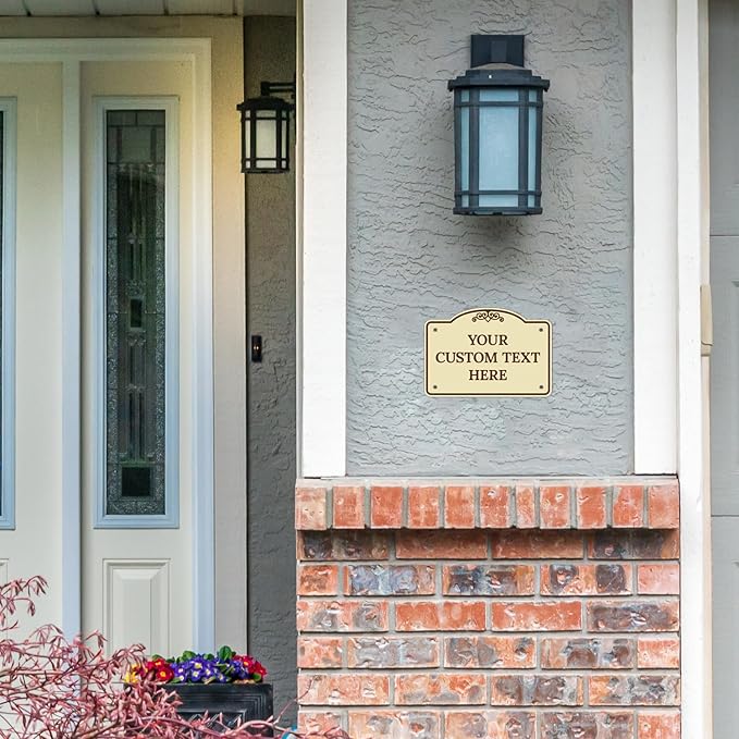 Custom Decorative Sign, Personalized Metal Sign for Business, Driveway, Home, Airbnb, Office Door Plaque, Brown Border Sign, 7x10 Inches, ACM, Fade Resistant, Made in USA by Sigo Signs