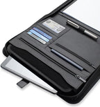 Forevermore Portfolios Padfolio Binder - Professional Faux Leather Travel Organizer Pouch for Tablet, Documents, Presentation Folders, Zipper Closure, Notepad - Black