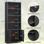 RWYHG 70in Tall Bookshelf 6 Tier Bookcase with Barn Doors and Adjustable Shelf, Black Farmhouse Book Shelves with Storage Cabinet,Wood Floor Standing Display Bookshelve for Bedroom,Living Room,Kitchen