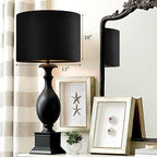 GO&SO Black Velvet Lamp Shades - 13" Top x 13" Bottom x 10" High(Spider) Medium Drum Lampshades - Traditional Fabric Lamp Shade for Table Lamps - Replacement Lampshade - Assembly Required