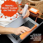 WHOOSH! Screen Shine Duo - Screen Cleaner Spray for iPad, Monitor, Laptop, MacBook - 3.4 oz & 0.3 oz Bottles with 2 Microfiber Cloths - Portable Electronic Cleaning Kit for Travel, Office, and Home