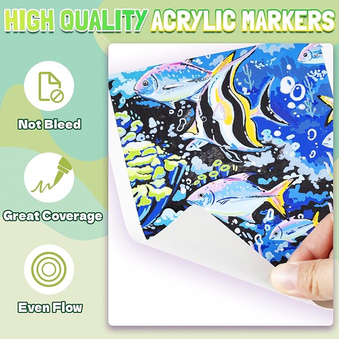 LET'S RESIN PAINT Acrylic Paint Markers Brush Tip 72 Colors,Automatic Ink Control Acrylic Paint Pens,No Bleed & Good Coverage Acrylic Markers for Adult Coloring,Rock Painting,Canvas,Wood,Gifts