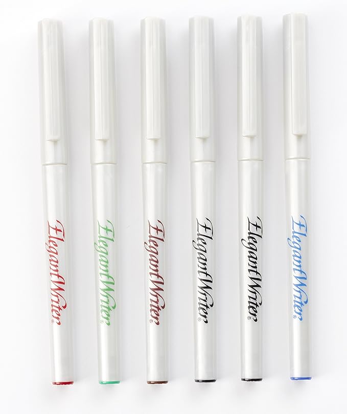 Speedball 2882 Elegant Writer 6 Medium Calligraphy Markers Set, Assorted Colors