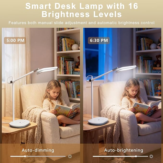 Newkana LED Desk Lamp with CRI 98, Advanced Eye-Caring Bright Desk Light for Crafting, Home Office & Kids Studying, Multi-Angle Adjustable, Dimmable Full Spectrum with Touch & Gesture Control