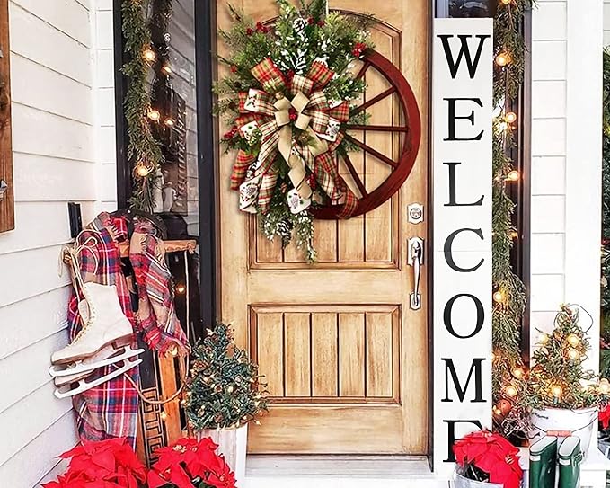 Tall White Welcome Sign - 6ft Rustic Farmhouse Decor for Front Door & Porch