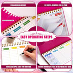 MOSA BEAR Undated Weekly Planner, 60-Week Horizontal Layout Desk Planner Daily To-Do List Pad for Office, Home & School Professionals & Students, Rose Red(5.4" x 12")