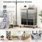 Happygrill 20-Drawer Organizer Cart Tools, Mobile Utility Storage Cart with Removable Drawers & Lockable Wheels, Rolling Storage Cart with wheels for Home Office School (Gradient Grey)