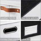 PRANDOM Foldable Storage Bins with Lids [3-Pack] Fabric Collapsible Storage Boxes Baskets Cubes Containers with Handles for Closet Living Room Bedroom (Black & White 14.9x9.8x9.8'')