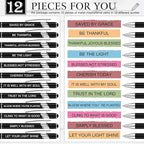 Zonon 12 Pcs Inspirational Pens Bulk Funny Ballpoint Pen with Stylus Tip Motivational Gifts for Valentine's Day Teacher Coworkers Nurse School Office Supplies(Black,Bible Style)