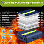 Fireproof Money Bags with Lock-6500°F Fireproof Document Box,10 Layers Insulation Materials&Waterproof Zipper,Removable Folder Layers/Wallet,Reflective Strip for Cash,Valuables(14.2”x 9.6”x 4.1”)