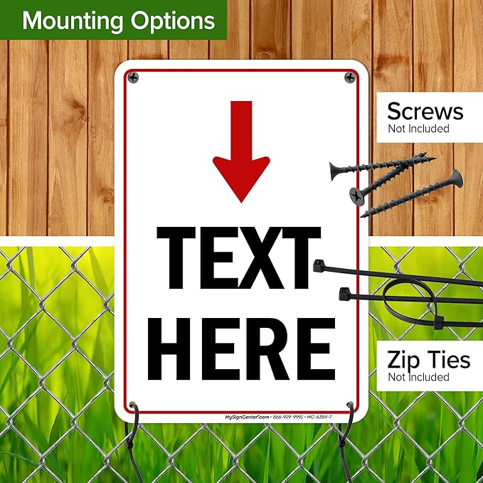 Custom Arrow,Custom Directional Sign, Arrow Down Sign, 7x10 Inches, 55 mil thick HDPE (high density polyethylene) Made in USA by My Sign Center