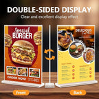 Enayplon Acrylic Sign Holder 8.5 x 11, Double Sided Sign Holder Stand, Plastic 12 Pack Table Paper Stand, Vertical Menu Flyer Stand, T Shape Table Flyer Holder