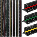 Macarrie 10 Pcs Architectural Scale Triangular Ruler 12" Architect Engineers Scale Ruler Set Aluminum Metal Ruler with Imperial Measurements for Architect Student Draftsman Engineer (3 Colors)