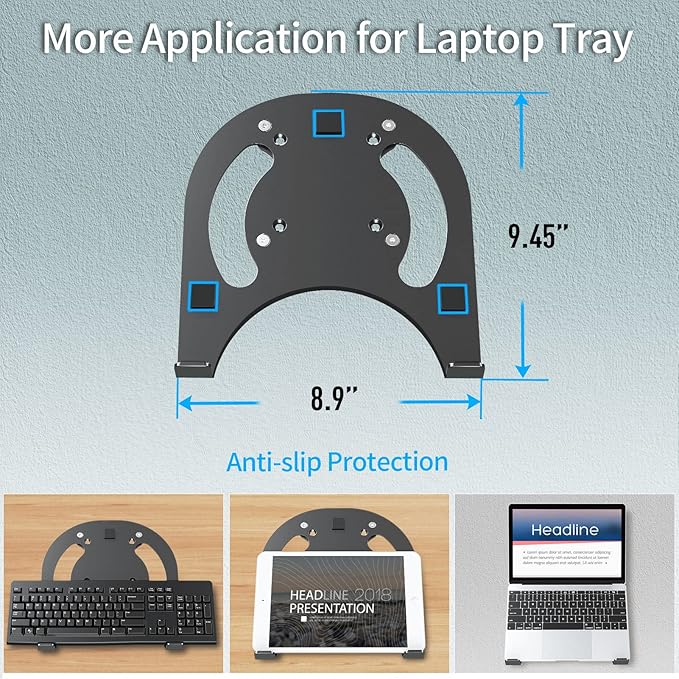 MOUNTUP Dual Monitor and Laptop Mount, Adjustable Monitor Stand for 2 Max 27" Computer Screens, Laptop Tray Fits 10-17inch Notebook, Holds 4.4-17.6lbs Per Arm, 3-in-1 Adjustable Monitor Desk Mount