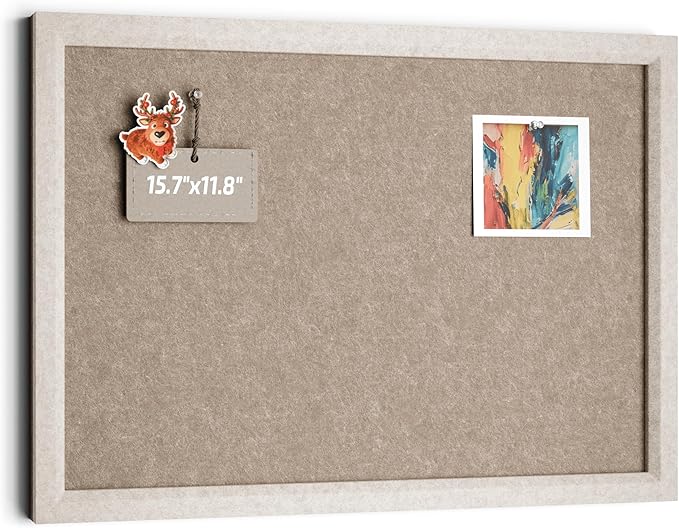 Fluxynara Felt Cork Board Alternative, Felt Bulletin Board 16" x 12" Oatmeal Frame with 8 Adhesive Tabs, Pin Board for Home Office, Classroom, Entryway, Kitchen Wall Decor—Deep Camel