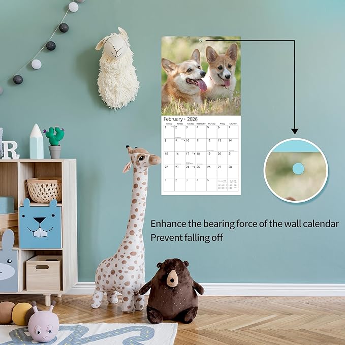 2026 Wall Calendar,Calendar 2026, November 2025 - December 2026, Wall Calendar Corgis, 12" x 24" Opened,Full Page Months Thick & Sturdy Paper for Gift Perfect Calendar Organizing & Planning