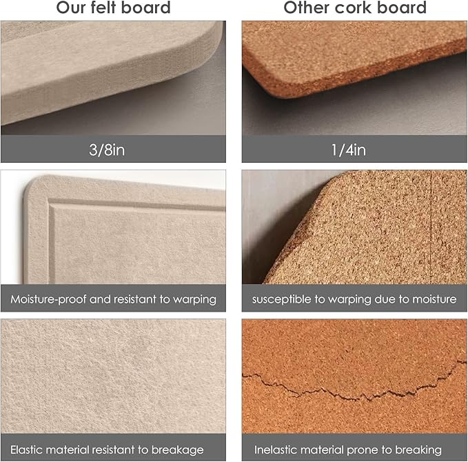Lightomorrow Bulletin Board, 35 x 17 1/2 inches Felt Board - Decorative Pin Board, Cork Board Alternative for Wall, Foldable Self-Adhesive Vision Board Prayer Board with 20 Pushpins Beige Brown